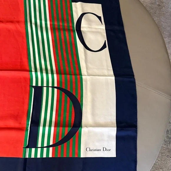 Christian Dior Vintage 70’s Silk Scarf with CD Monogram.